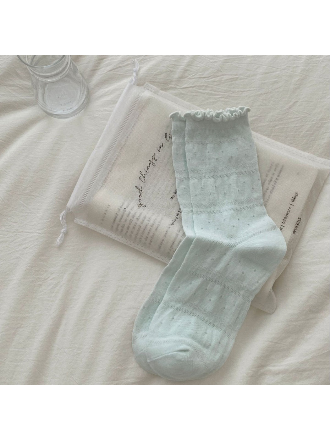 Rufia - Sheer Lace Mesh Crew Socks - image 5