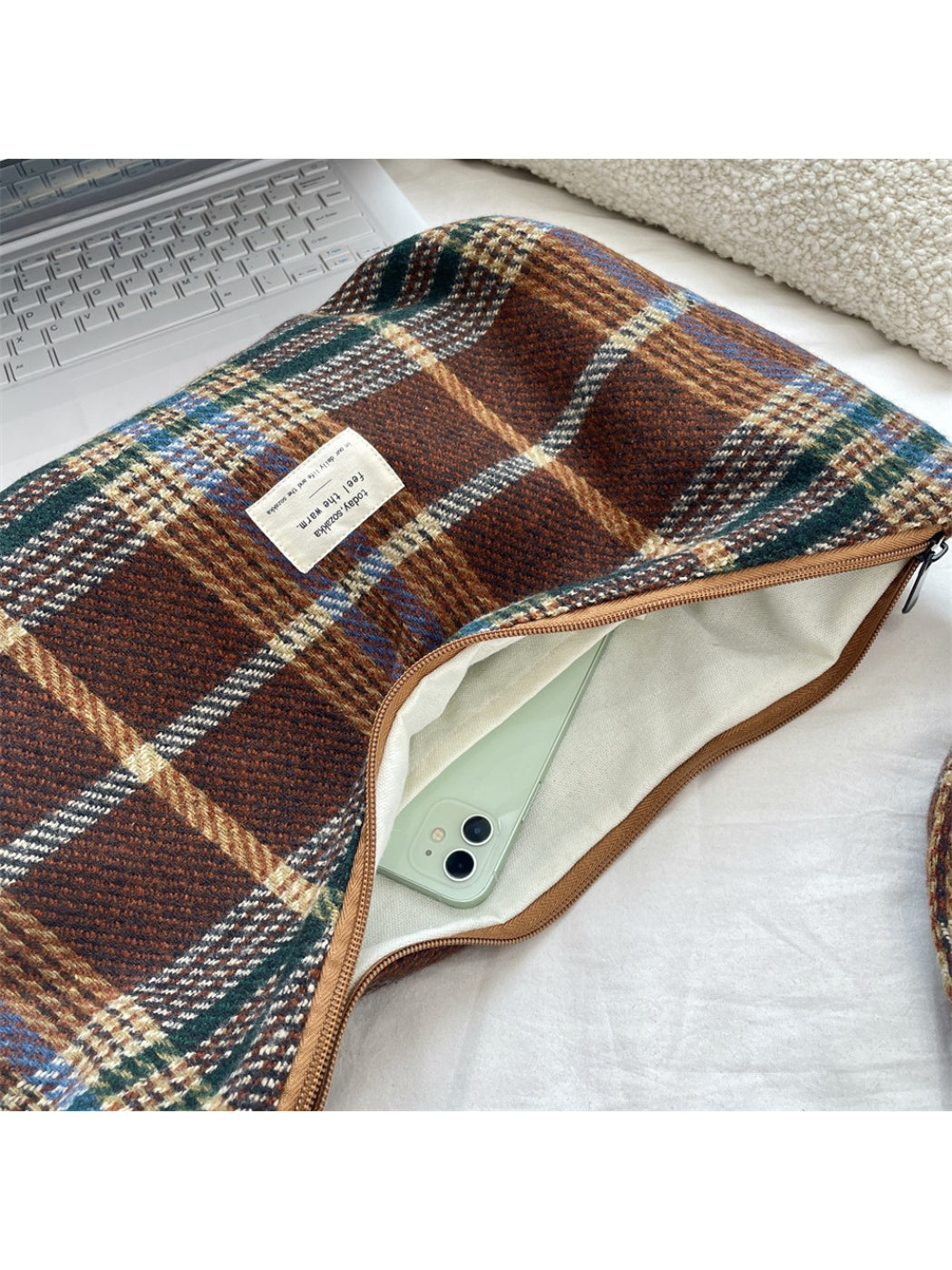 Cosbai - Classic Plaid Underarm Shoulder Bag
