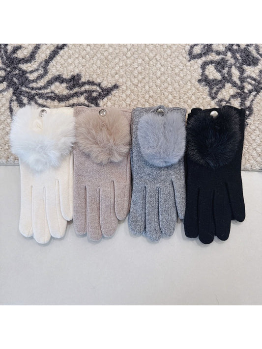 Scarvii - Faux Fur Cuff Touchscreen Winter Gloves