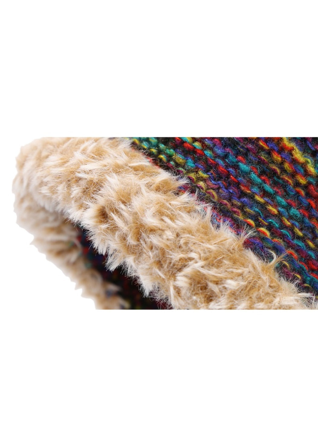 Haila – Colorful Striped Knitted Beanie with Pom & Earflap