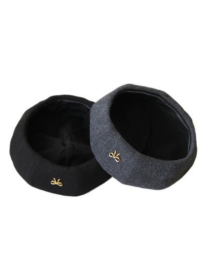 Haila - Bow Accent Panelled Knit Beret