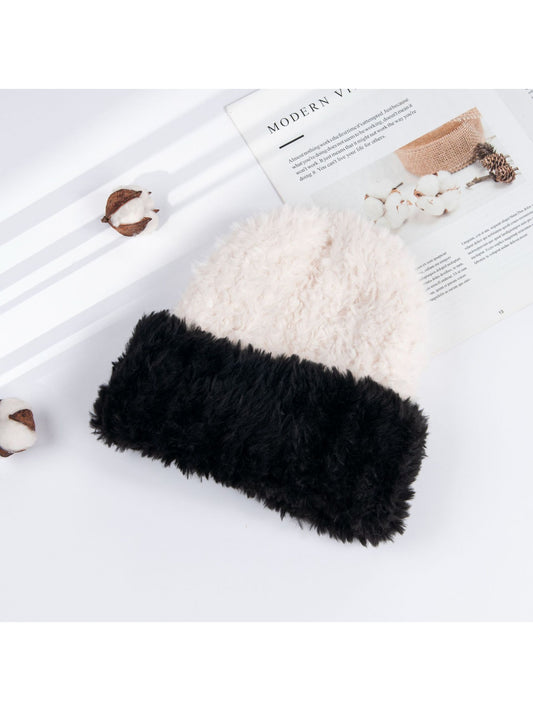 Haila - Soft Two Tone Fuzzy Beanie Hat