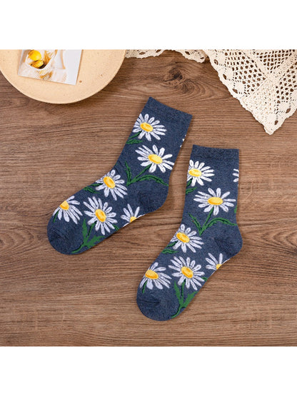 Rufia - Vintage Garden Floral Knit Crew Socks
