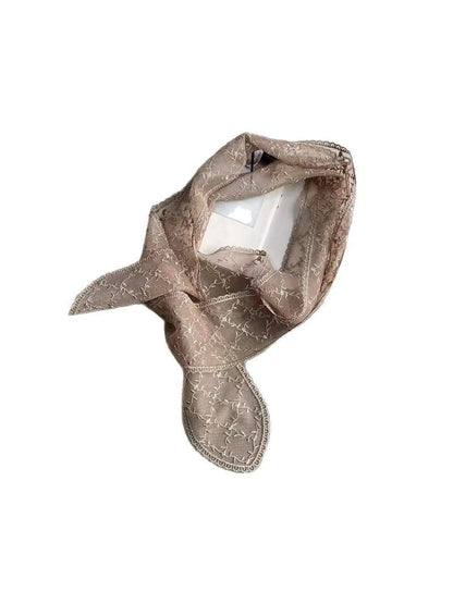 Scarvii - Long Narrow Solid Color Lace Scarf