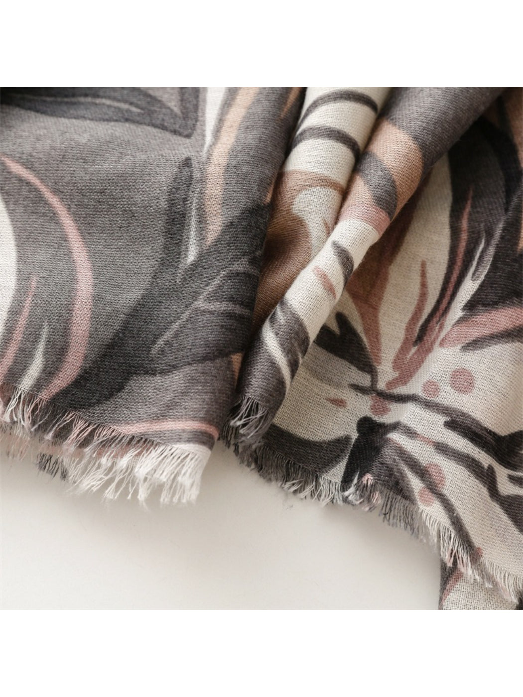 Scarvii - Modern Leaf Motif Printed Scarf