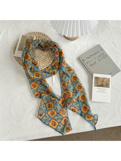 Scarvii - Printed Long Narrow Neck Scarf