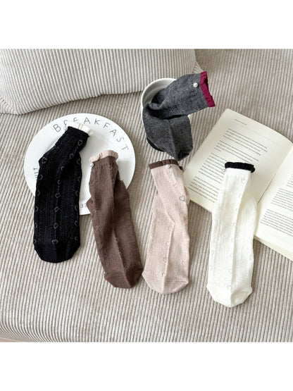 Rufia - Heart Knit Button Detail Crew Socks product image 3