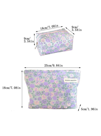 Cosbai - Cute Floral Zipper Cosmetic Organizer Bag