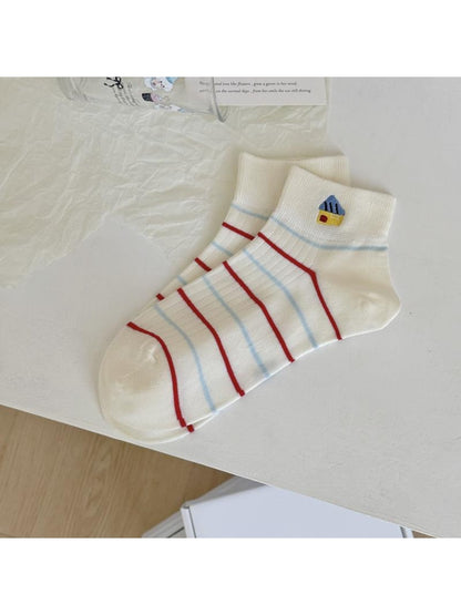 Rufia - Cute Cat Stripe Pattern Ankle Socks