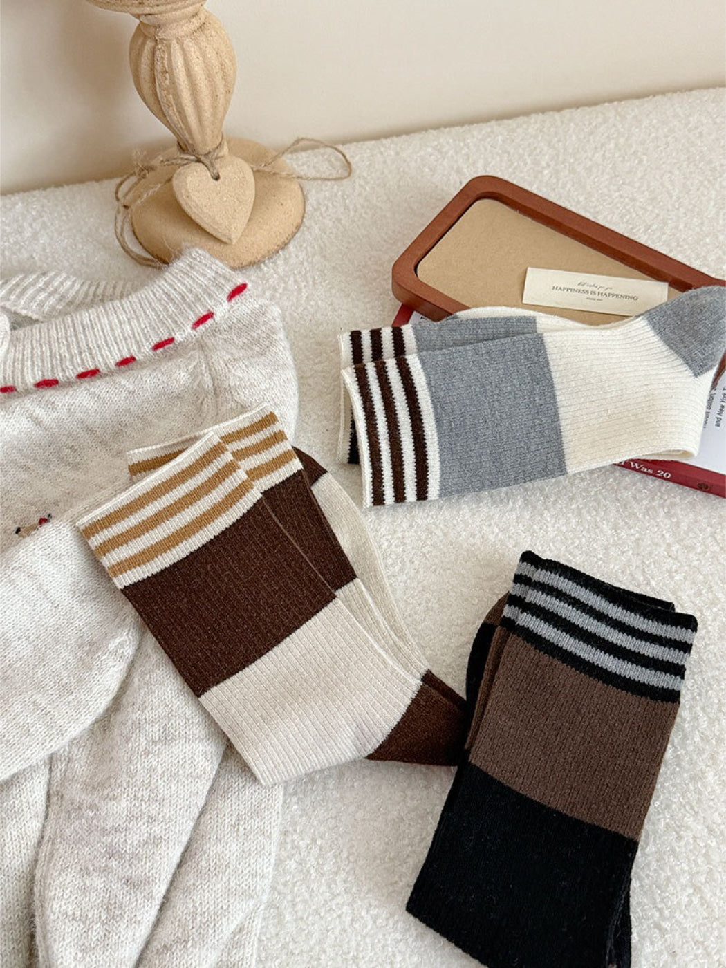 Rufia - Colorblock Stripe Knit Crew Socks