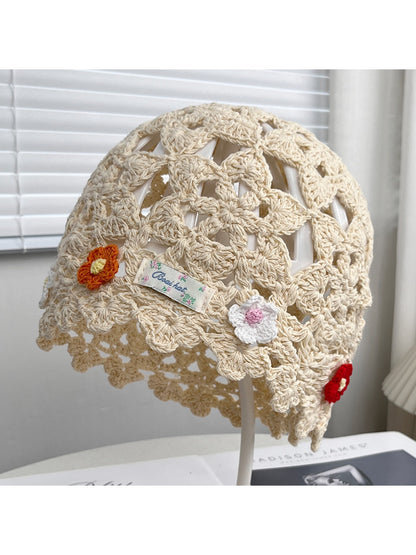 Haila - Openwork Round Crown Brimless Knit Beanie