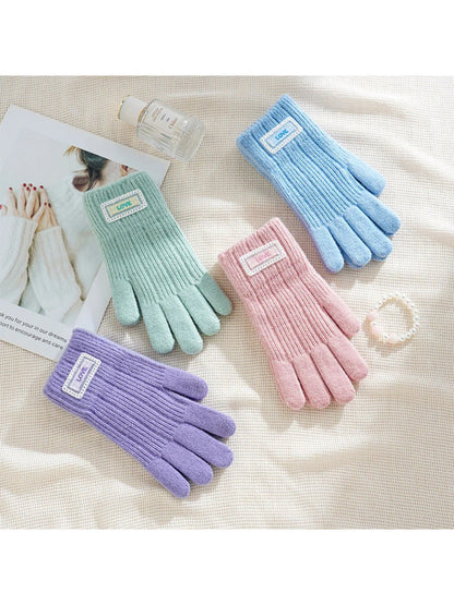Gloving - Fuzzy Texture Ribbed Cuff Gloves