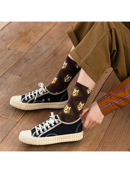 Rufia - Cozy Bear Pattern Crew Socks