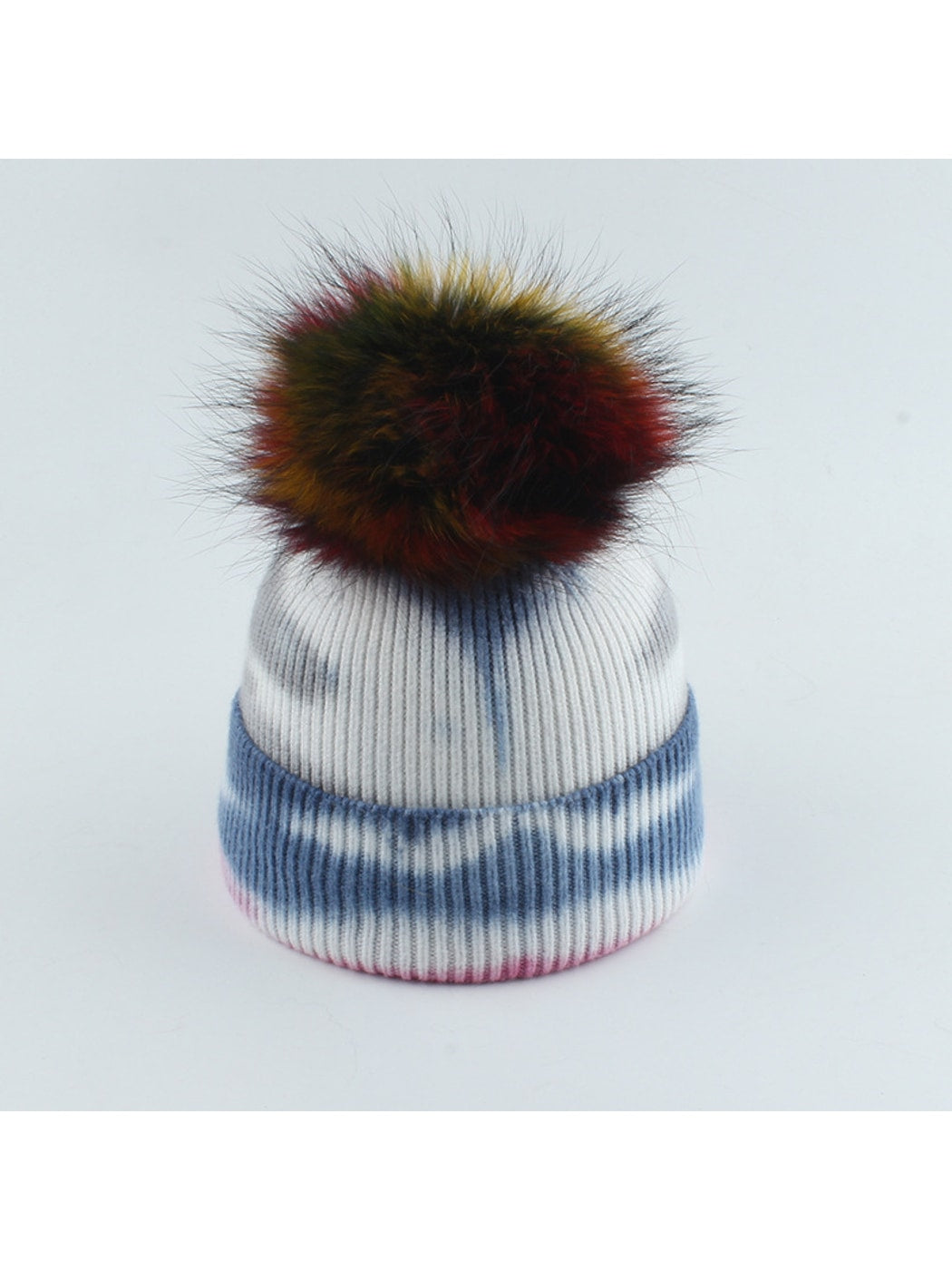 Haila - Striped Pom Pom Knit Beanie