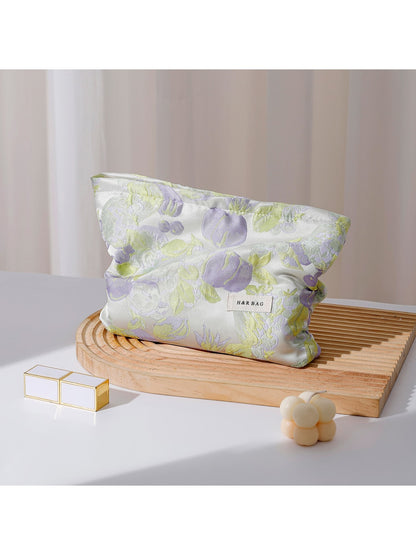 Cosbai - Floral Cosmetic Storage Handheld Pouch Bag
