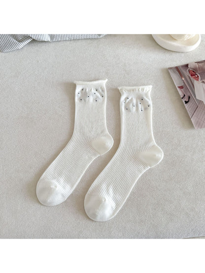 Rufia - Ruffle Ribbed Stripe Crew Socks - image 5