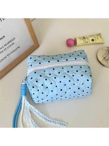 Cosbai - Polka Dot Heart-Quilted Makeup Bag