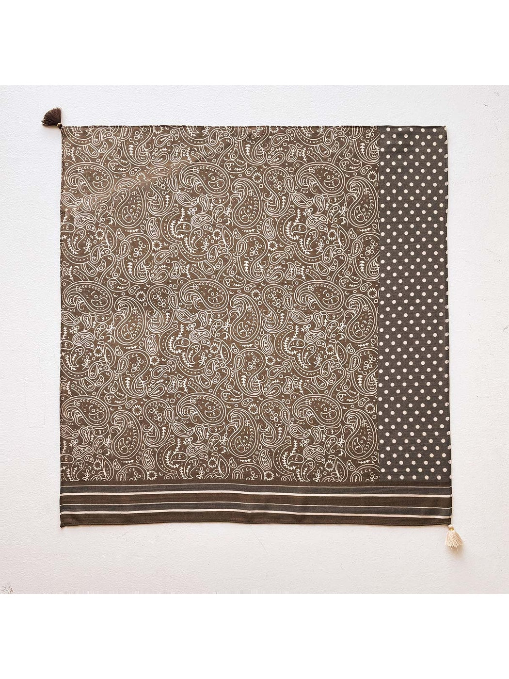Scarvii - Paisley and Polka Spliced Print Square Scarf