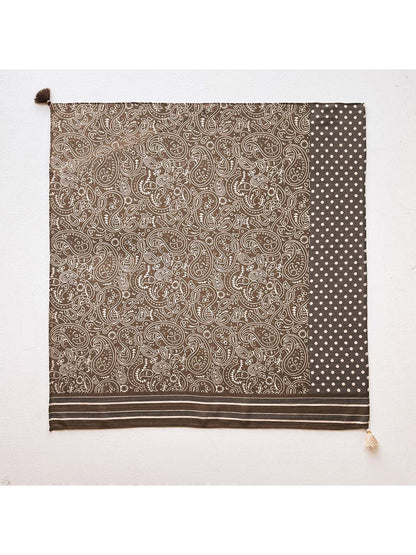 Scarvii - Paisley and Polka Spliced Print Square Scarf