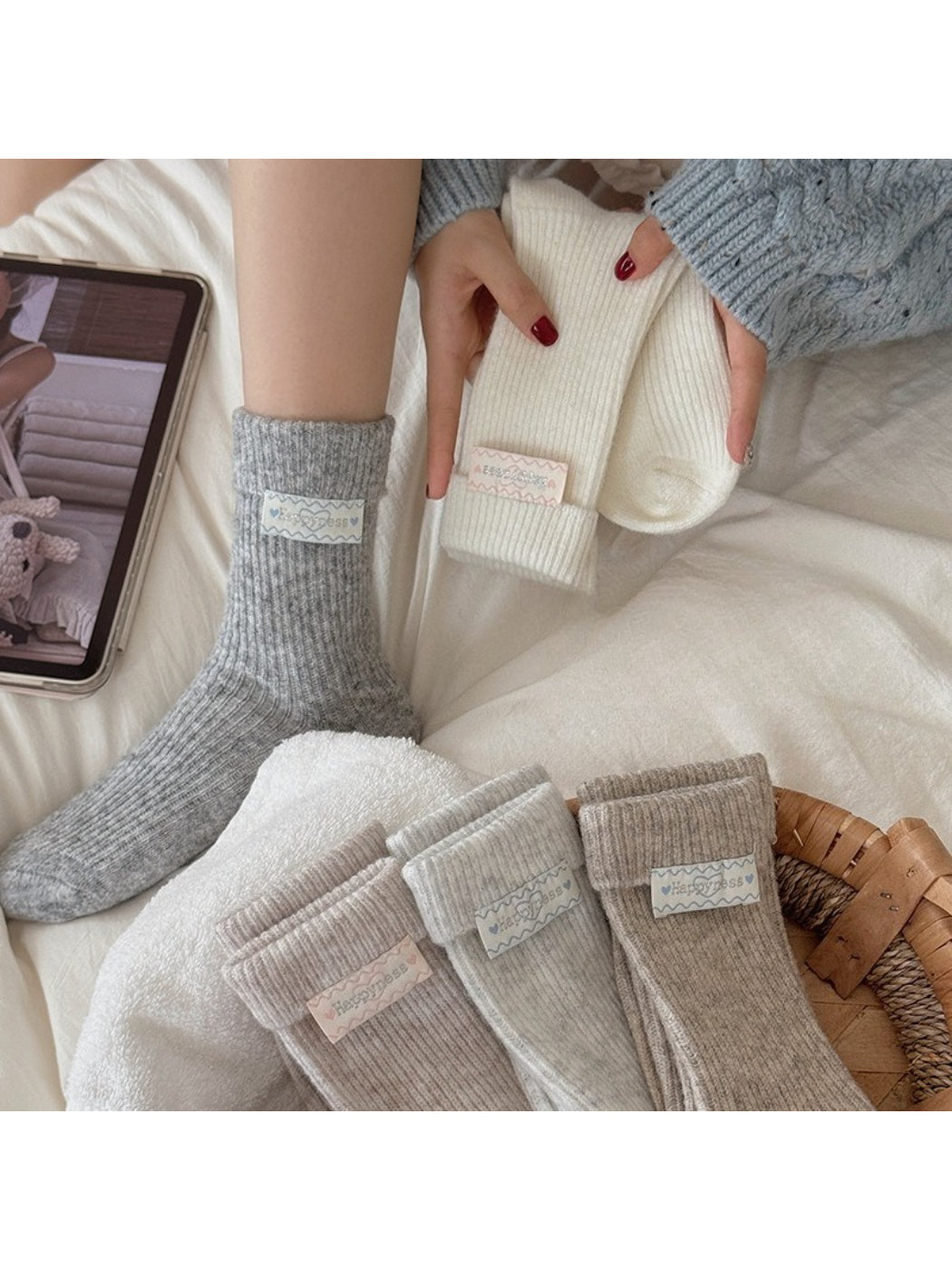 Rufia - Ribbed Knit Crew Socks