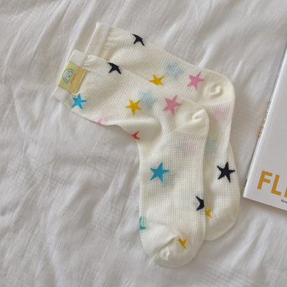 Rufia - Colorful Polka Dot Striped Mesh Crew Socks