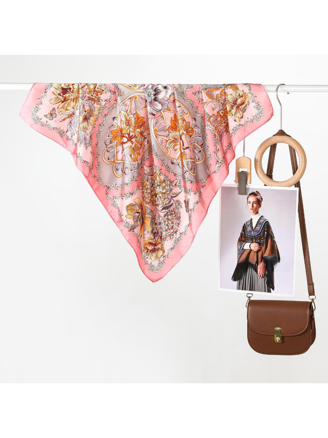 Scarvii - Baroque Bow Floral Square Scarf