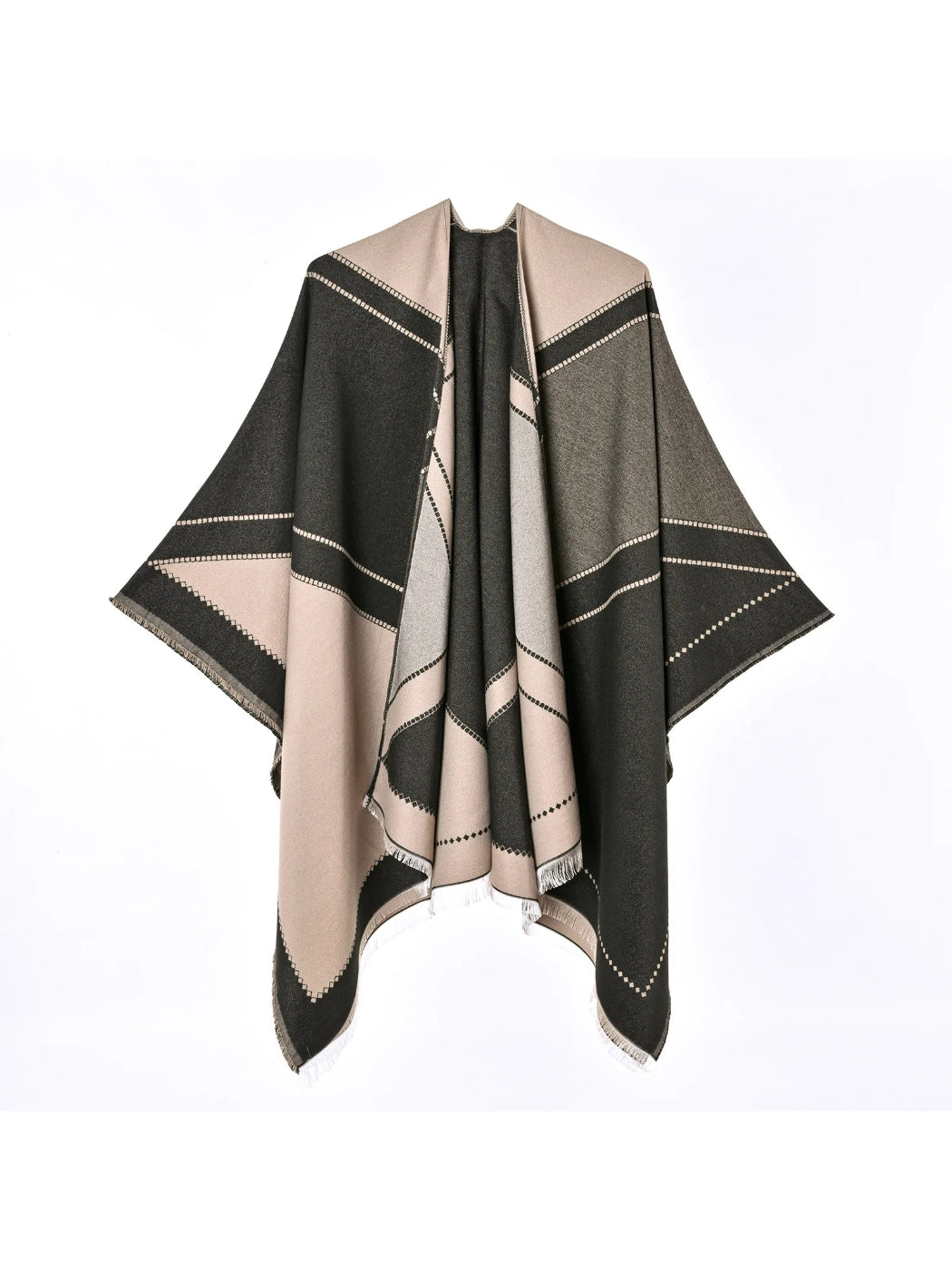 Scarvii - Oversized Color Block Knit Wrap