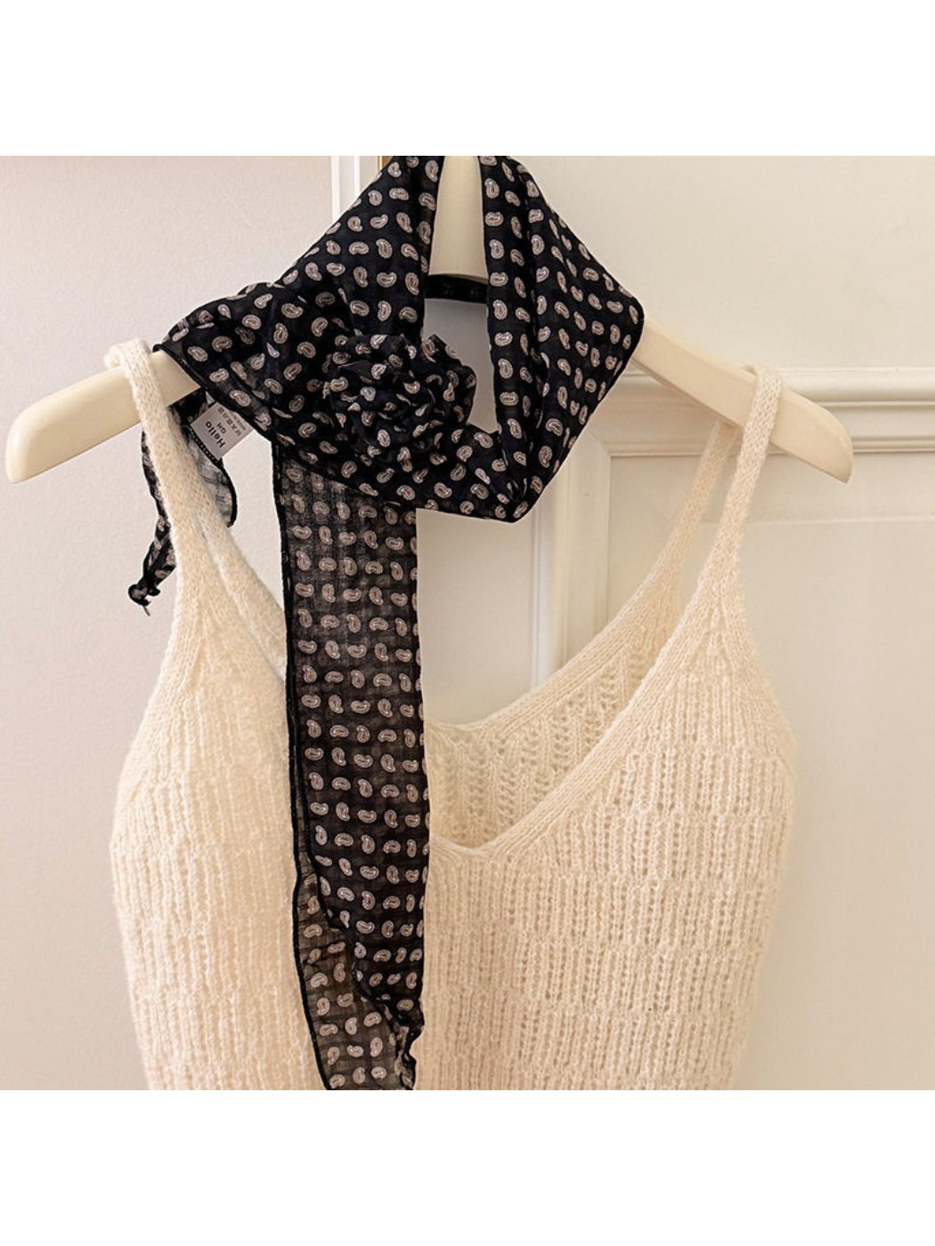 Scarvii - Elegant Sheer Polka Dot Skinny Scarf