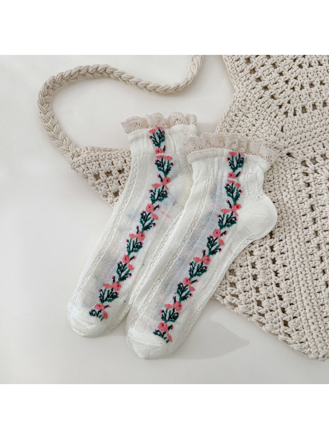 Rufia - Stripe Floral Crew Socks product image 3