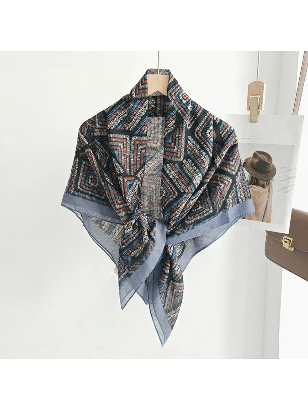 Scarvii Woven Diamond Grid Square Scarf