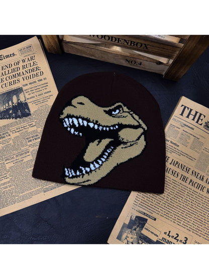 Haila - Dinosaur Graphic Knit Slouchy Beanie