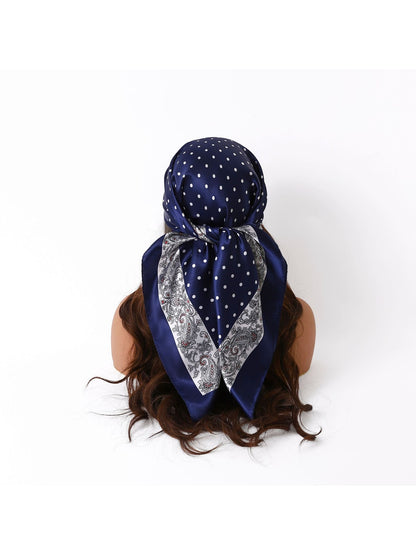 Scarvii - Polka Dot Printed Border Square Scarf