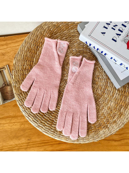 Gloving - Outlined Ball Detail Cuff Touchscreen Gloves