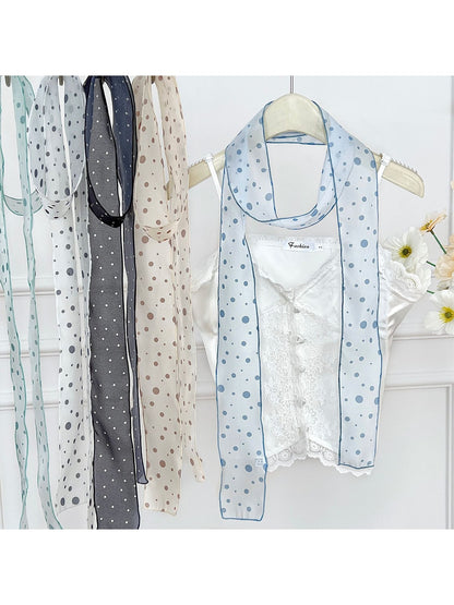 Scarvii - Cute Polka Dot Printed Long Narrow Scarf