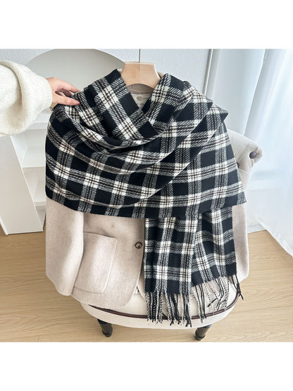 Scarvii - Classic Plaid Fringed Winter Scarf