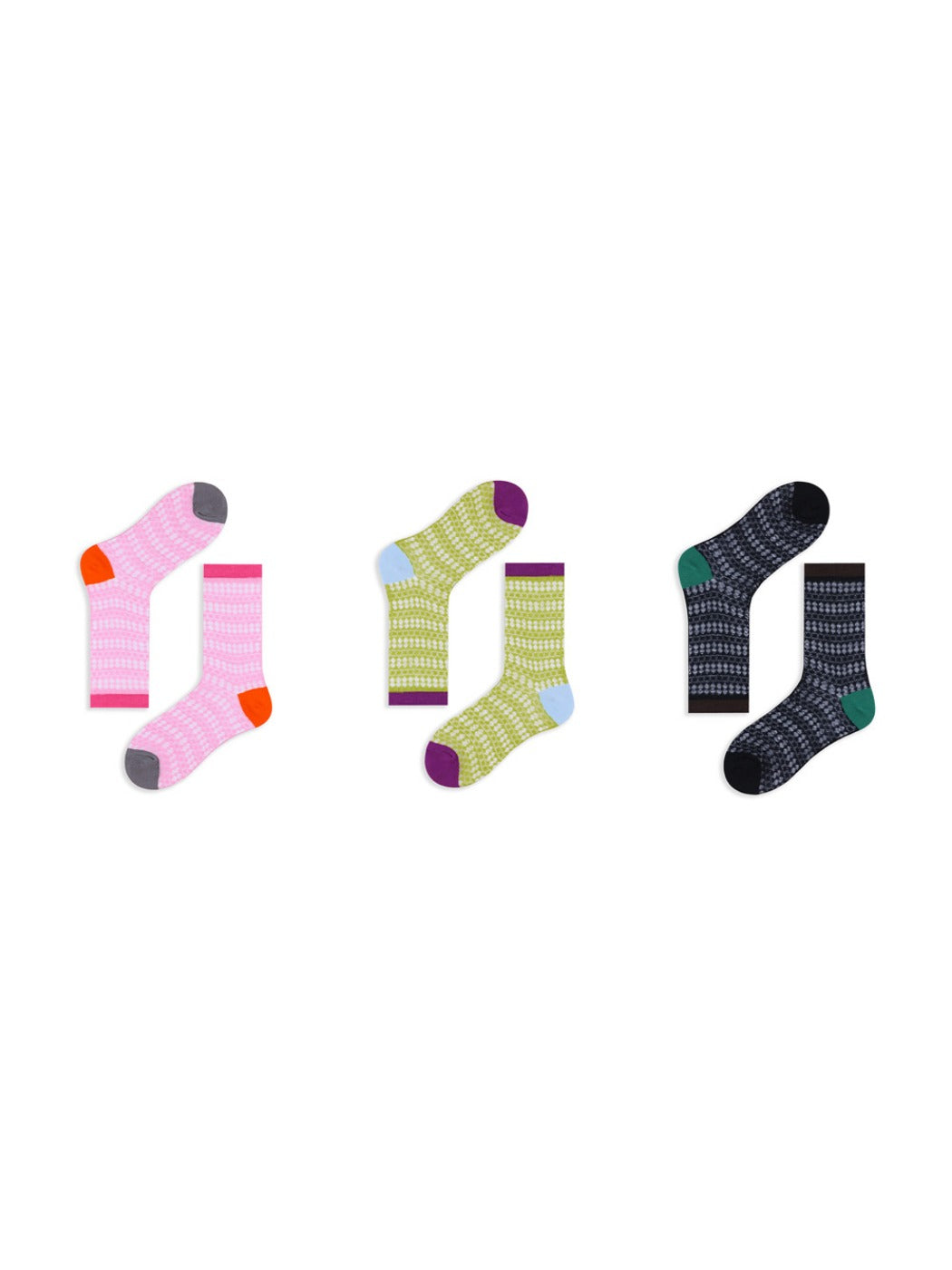 Rufia - Sheer Shell Mesh Colorblock Ankle Socks