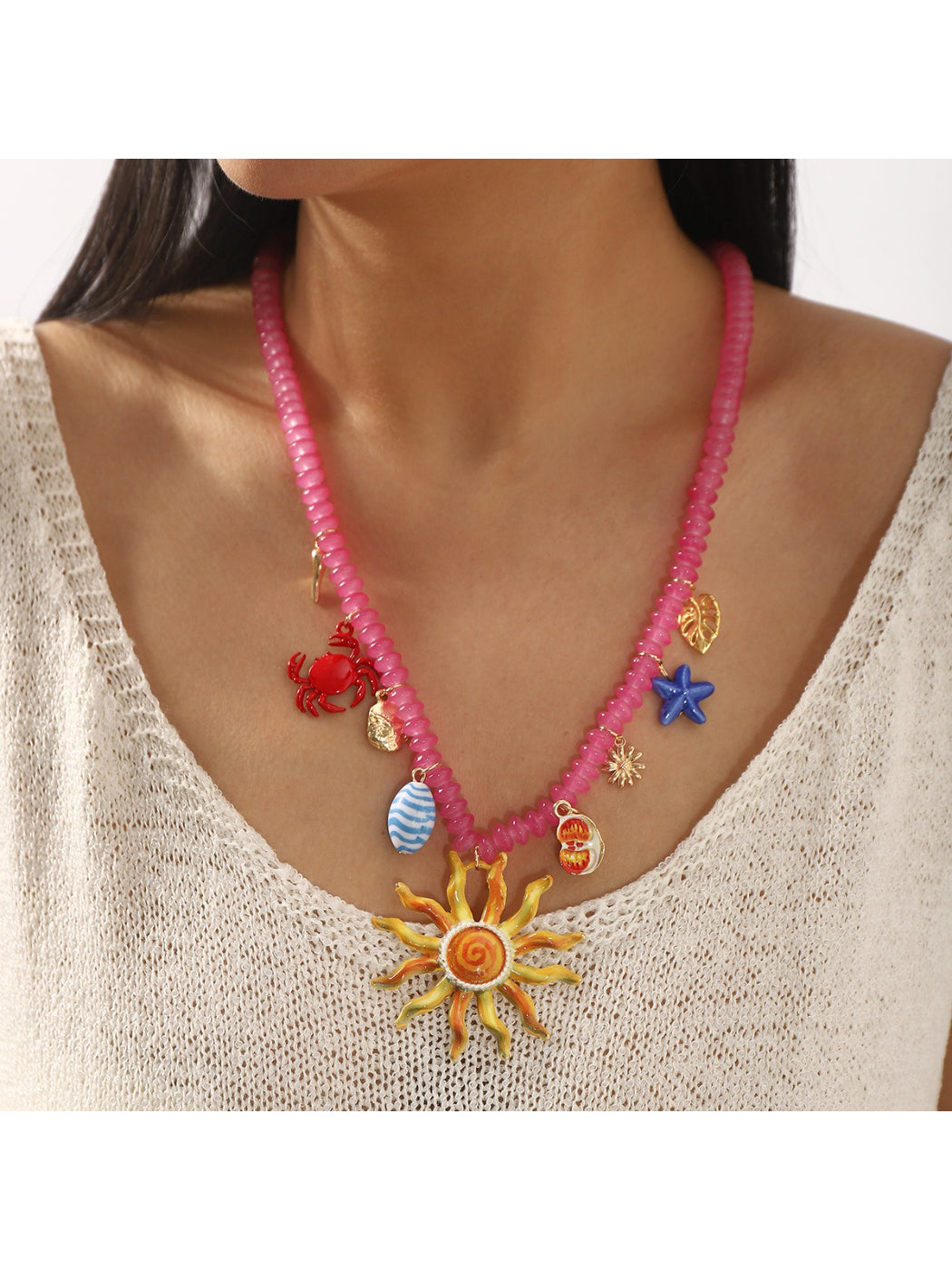 Color Charm beaded necklace arranged in a circle highlighting vibrant bead colors