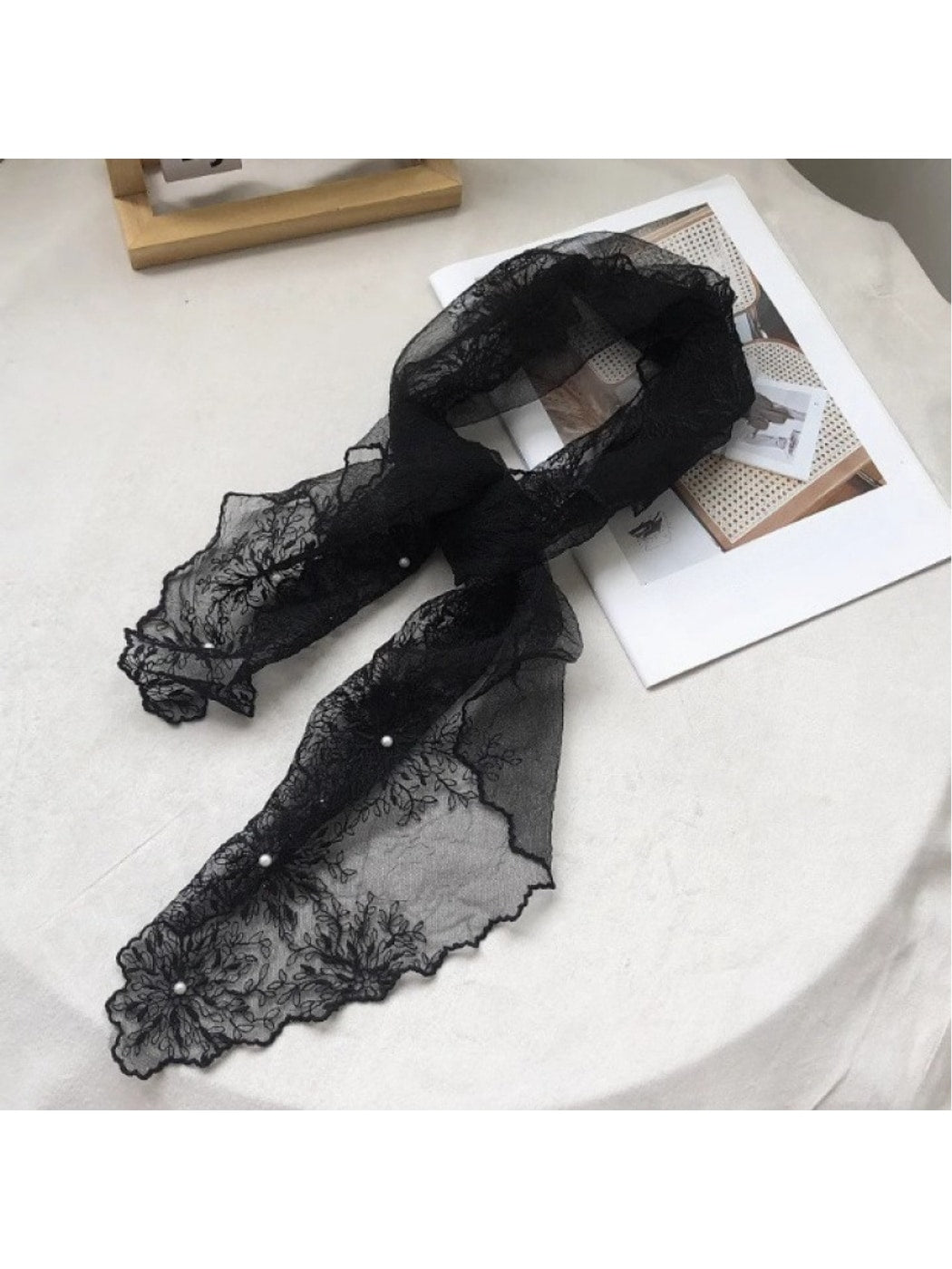 Scarvii - Elegant Sheer Embroidered Long Scarf