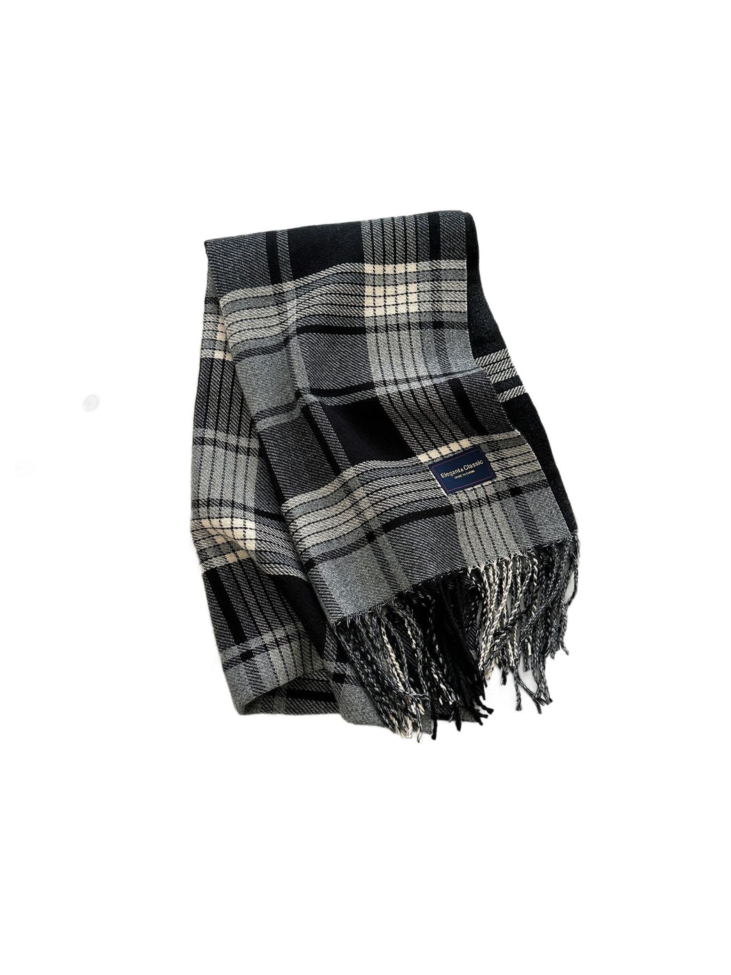 Scarvii - Mixed-Scale Plaid Fringed Scarf