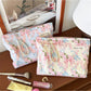 Cosbai Bow Floral Cosmetic Bag with pink and white floral pattern