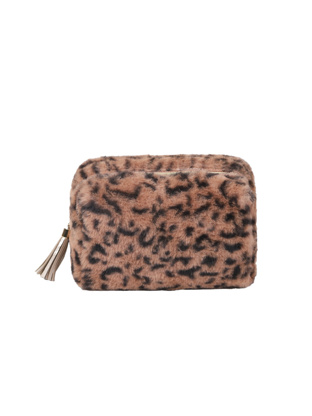 Cosbai - Faux Fur Leopard Makeup Bag detail view 2