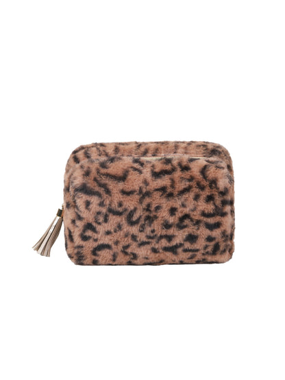 Cosbai - Faux Fur Leopard Makeup Bag detail view 2