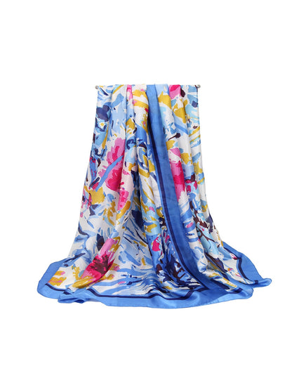 Scarvii - Retro Border Floral Print Scarf