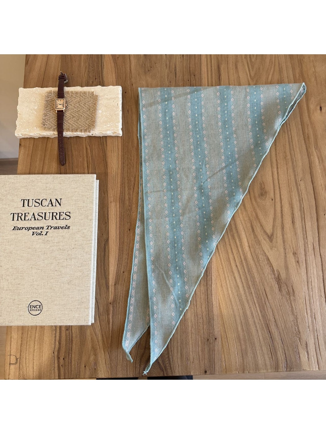 Scarvii - Printed Floral Stripe Triangle Bandana