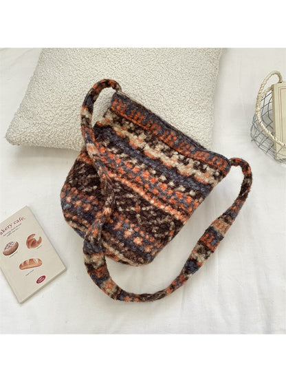 Cosbai - Patterned Soft Knit Shoulder Bag