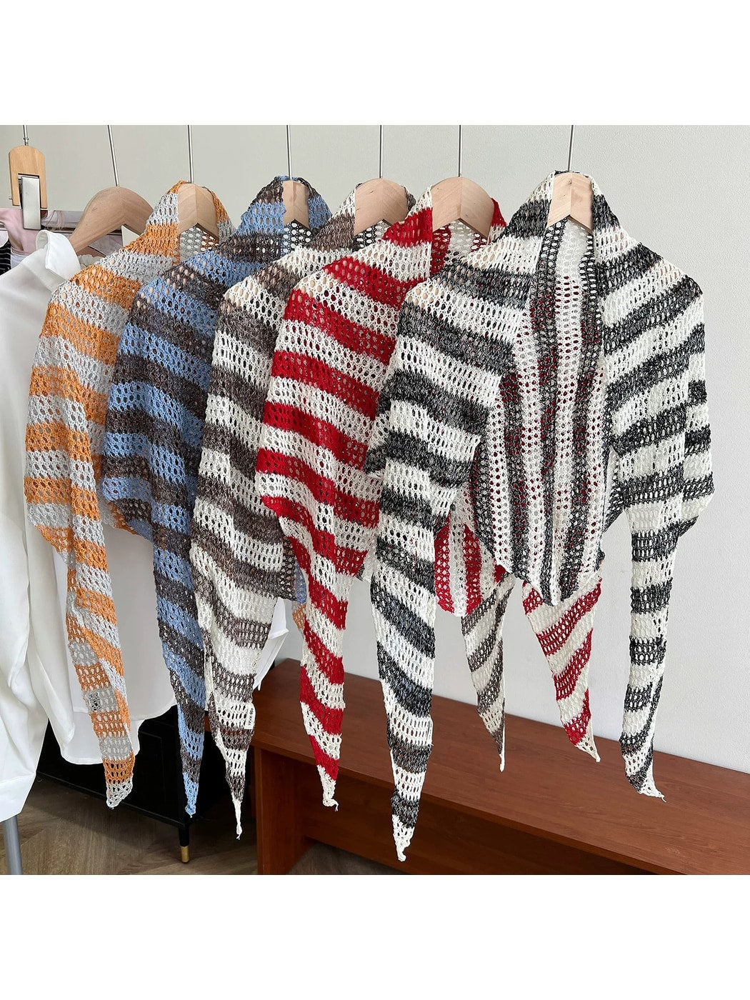 Scarvii - Lightweight Striped Triangle Scarf Wrap