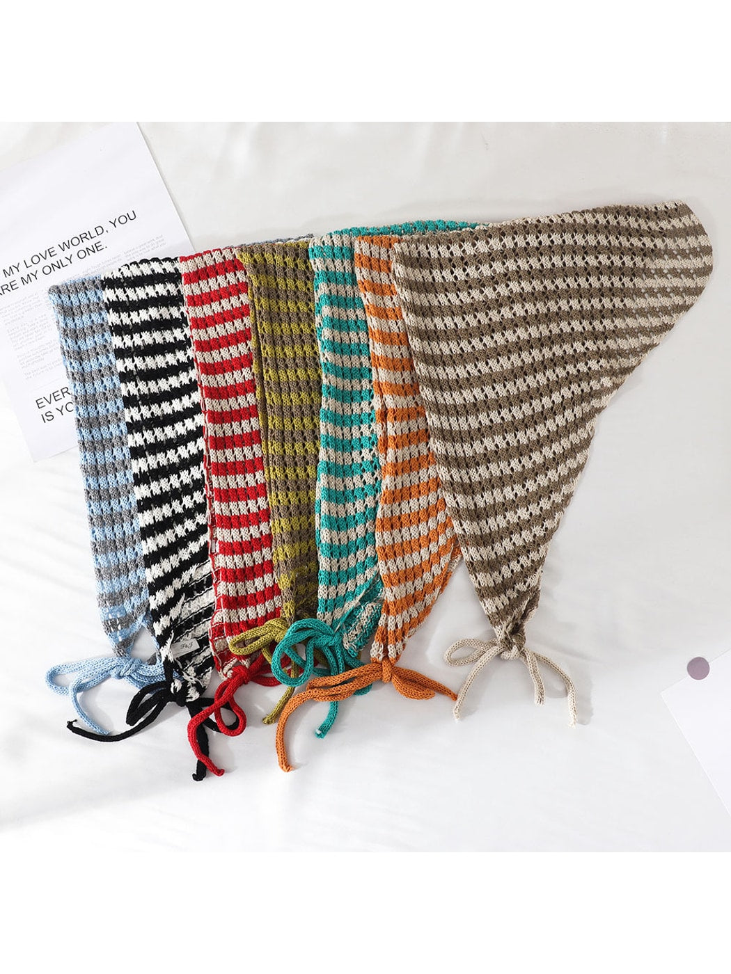 Scarvii - Striped Tie Strap Triangle Bandana