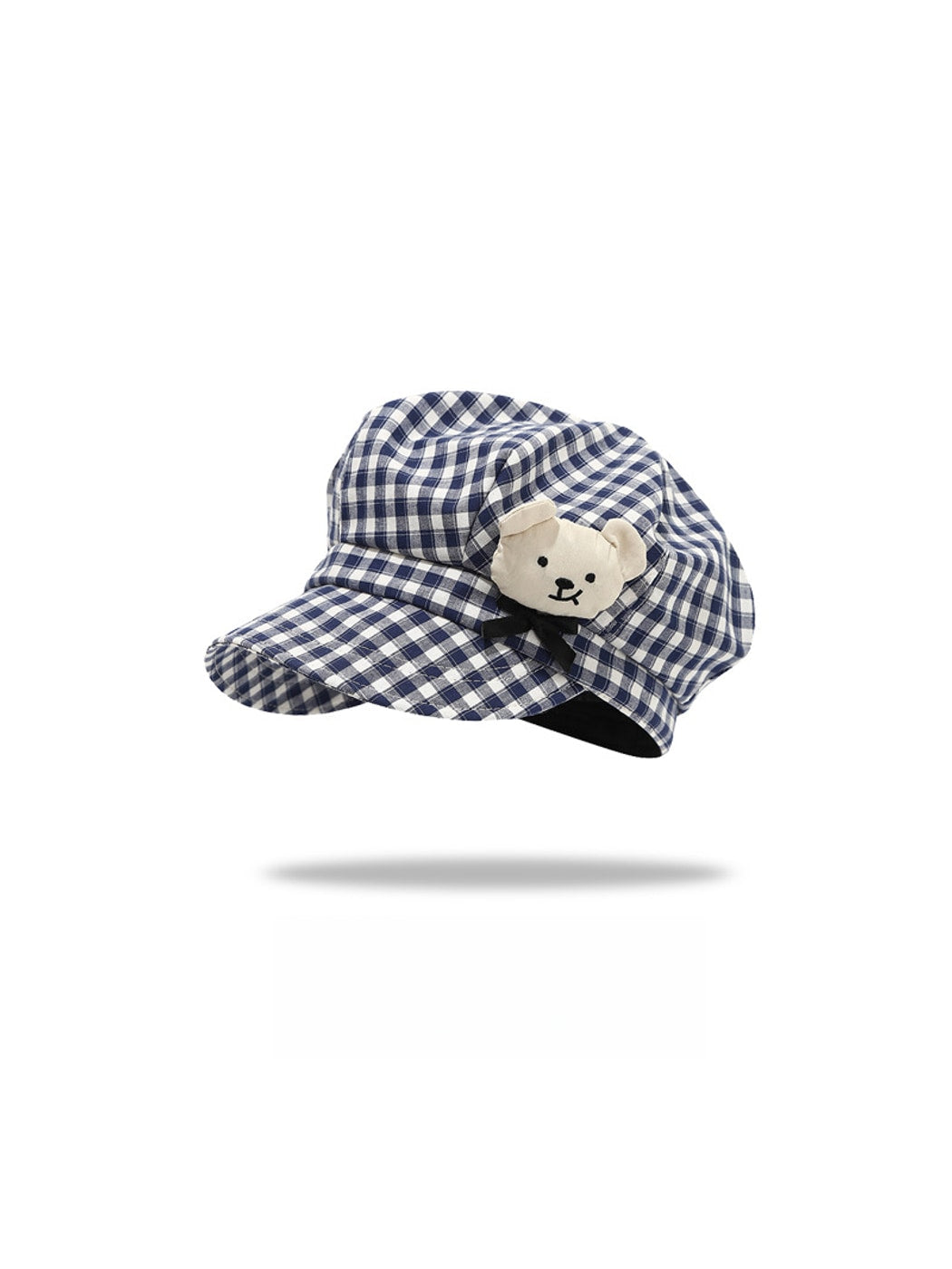 Haila - Plaid Pattern Bear Decoration Beret
