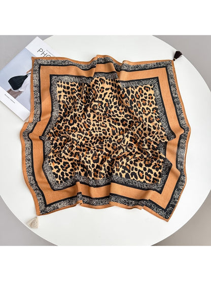 Scarvii - Classic Leopard Pattern Fashion Square Scarf
