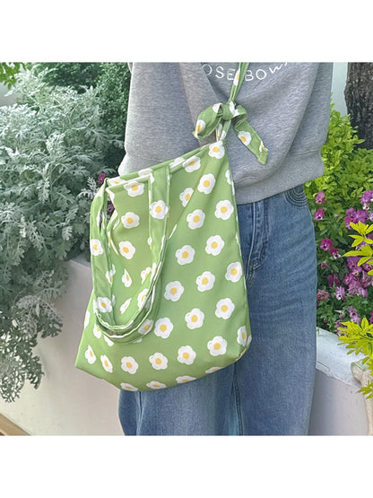 Cosbai - Floral Print Open-Top Women's Bag